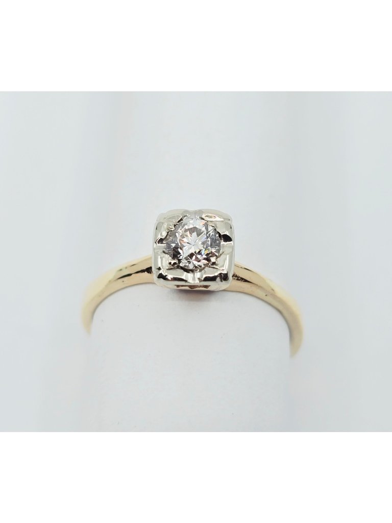 Unique 10k Two Tone Multi Color Gold Solitaire Diamond Engagement Ring  Size 7